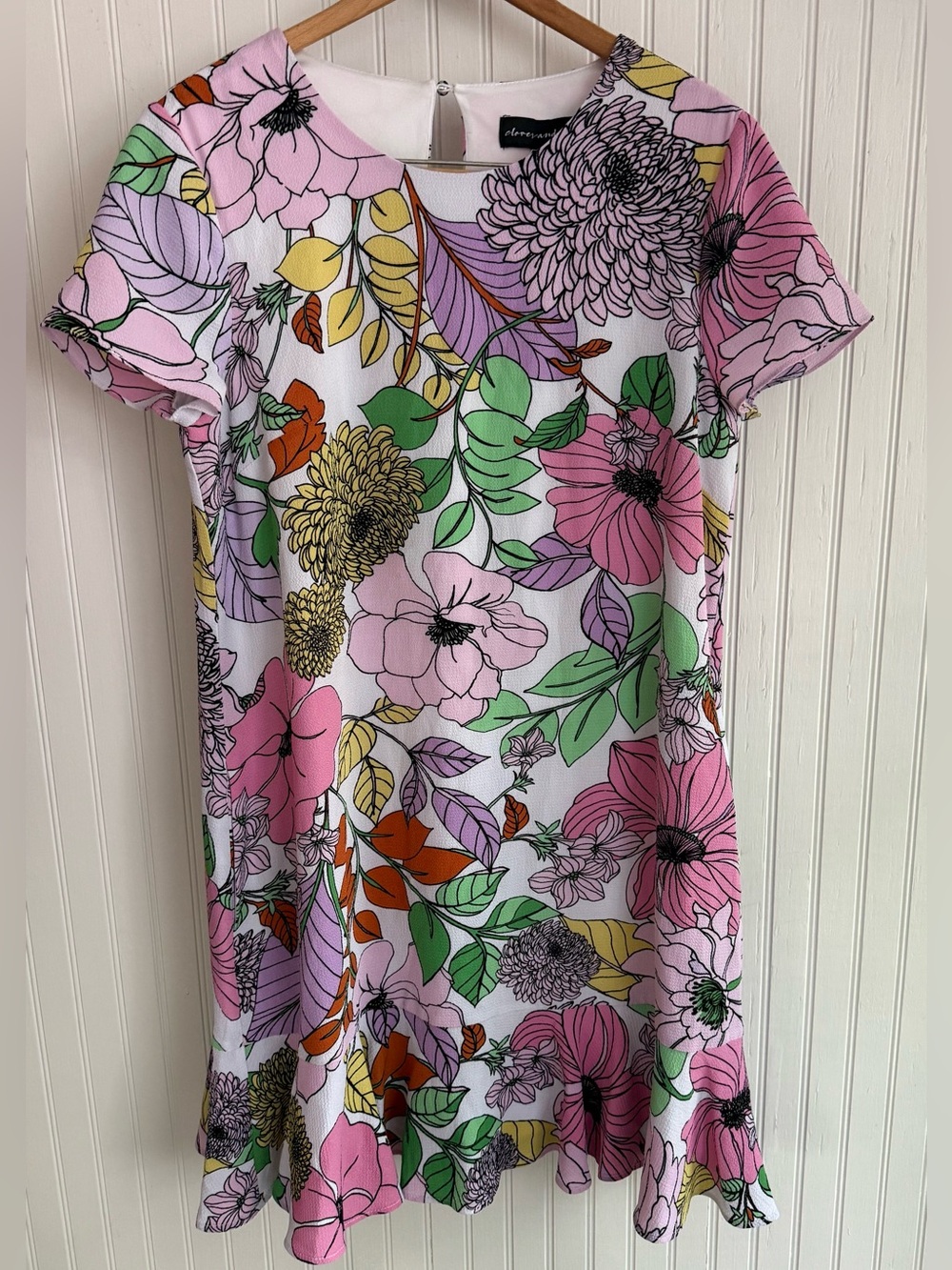 Clover and Sloane Pink & Green Floral Mini Dress Size 10